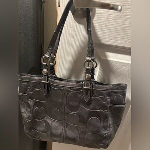 Coach Metallic Gray Shoulder Bag